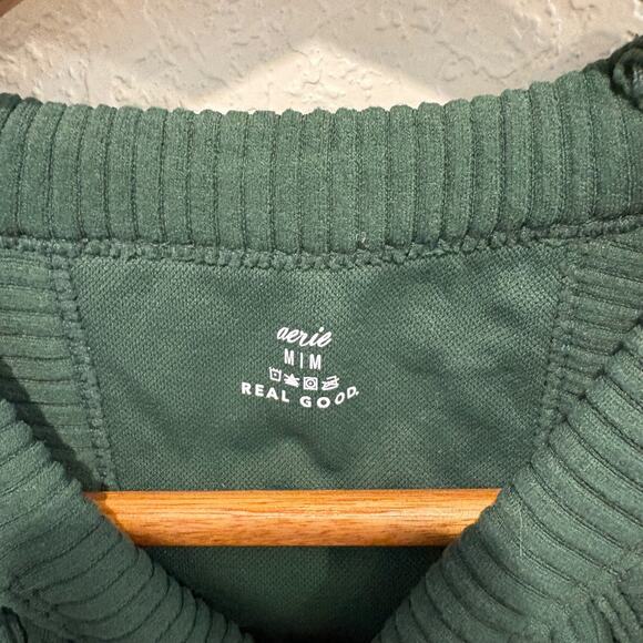 Aerie Superchill Seamless High Neck Bra Top Medium NWT Sycamore Green Cropped - Picture 4 of 6